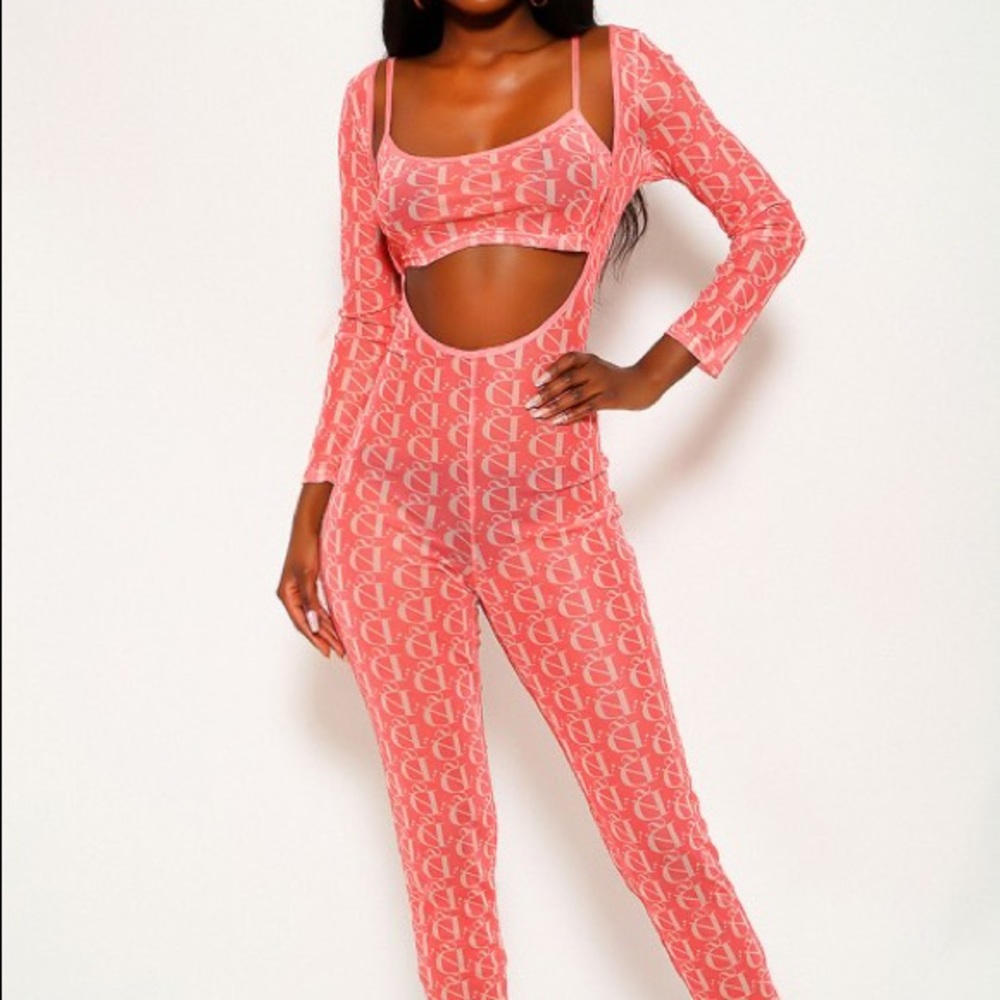 Lime graphic print overall outfit